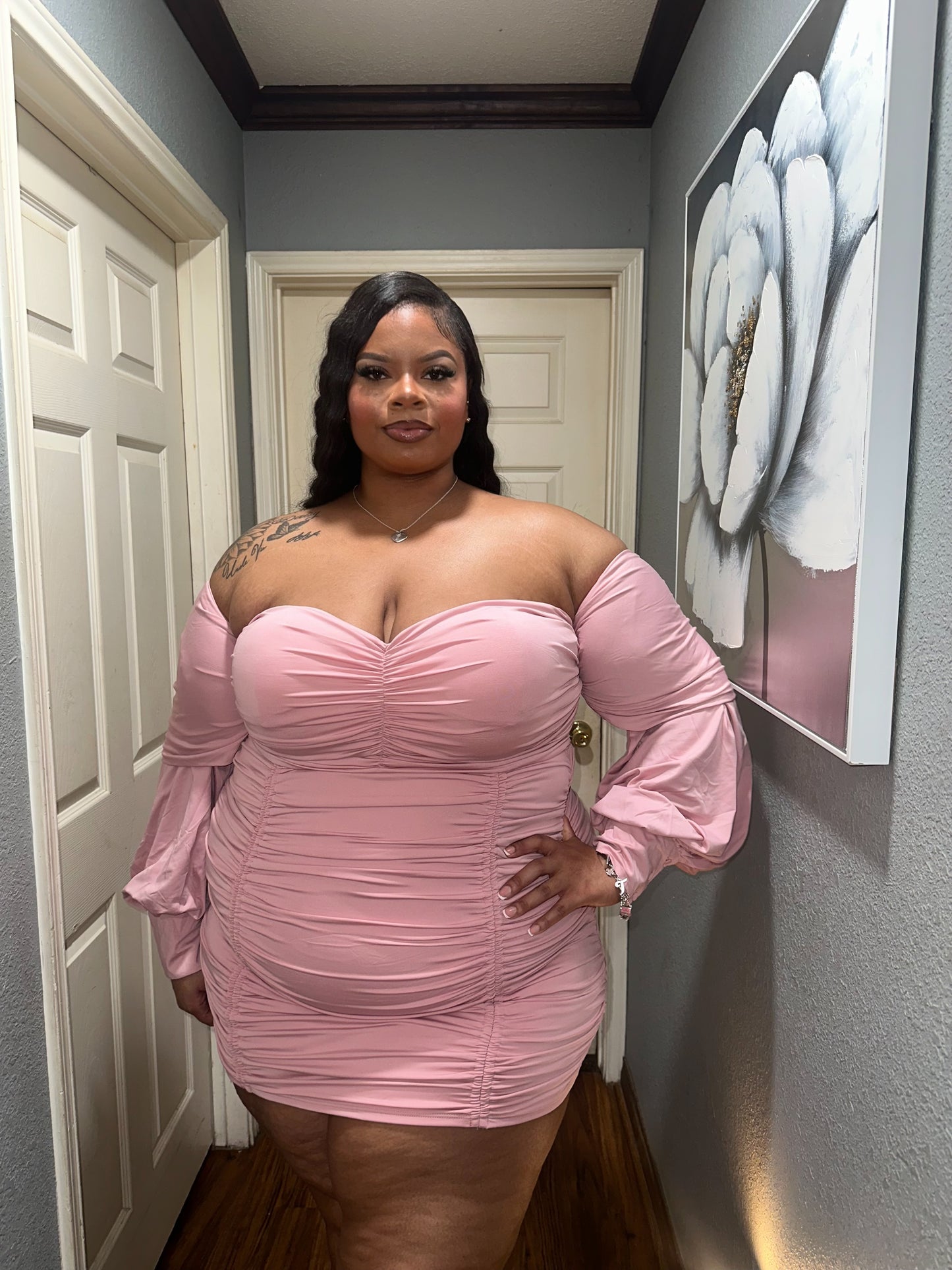 Runched Dress (Pink)