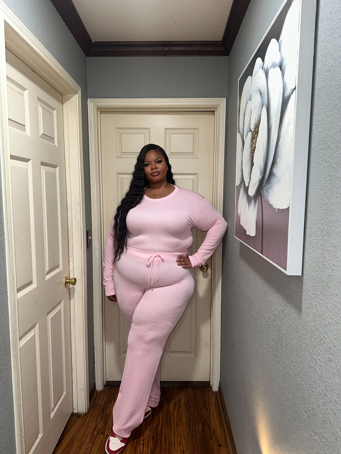 Comfy Ribbed Set (Light Pink)