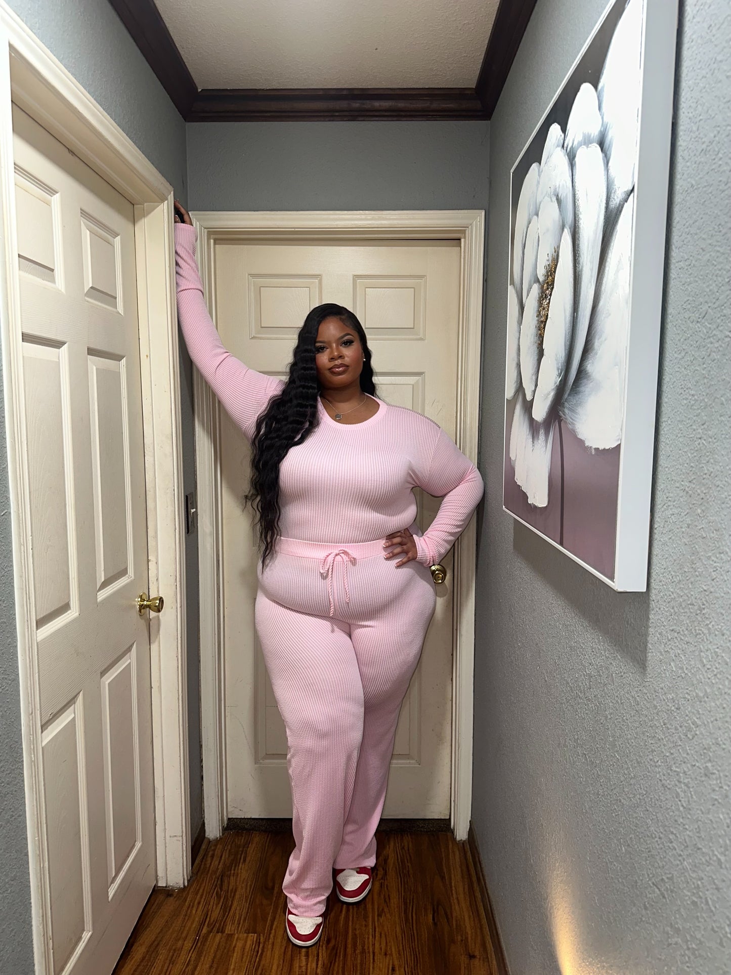 Comfy Ribbed Set (Light Pink)