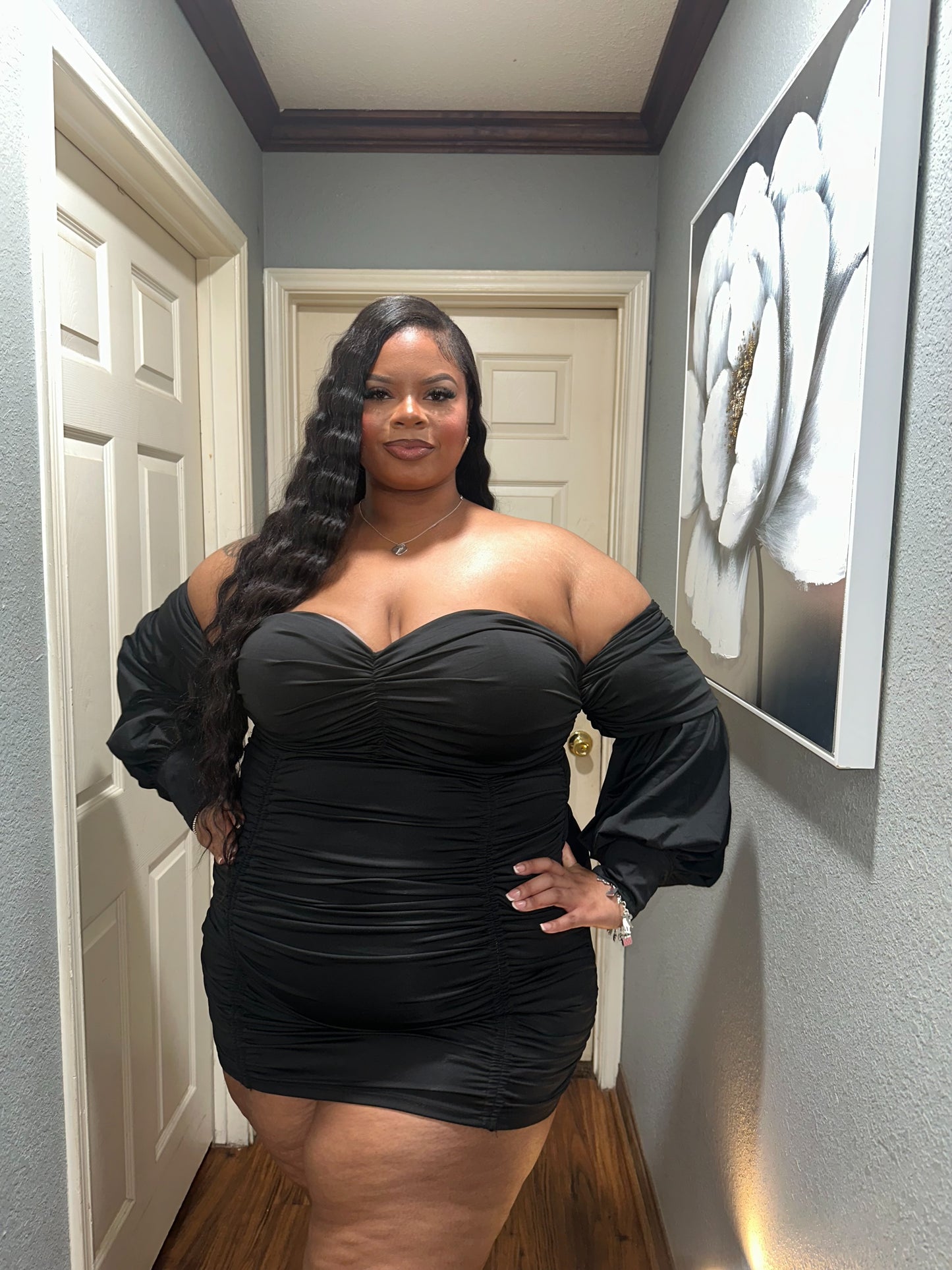 Ruched Dress (Black)