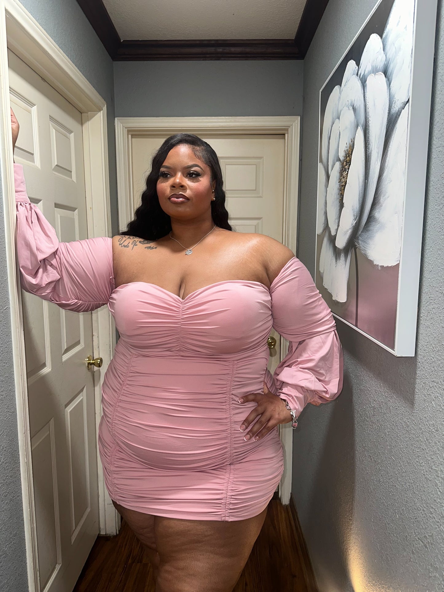 Runched Dress (Pink)