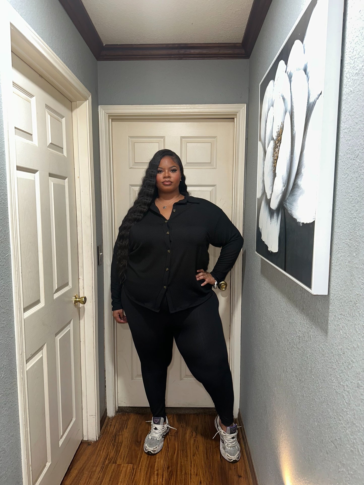 Button Up Comfy Set (Black)