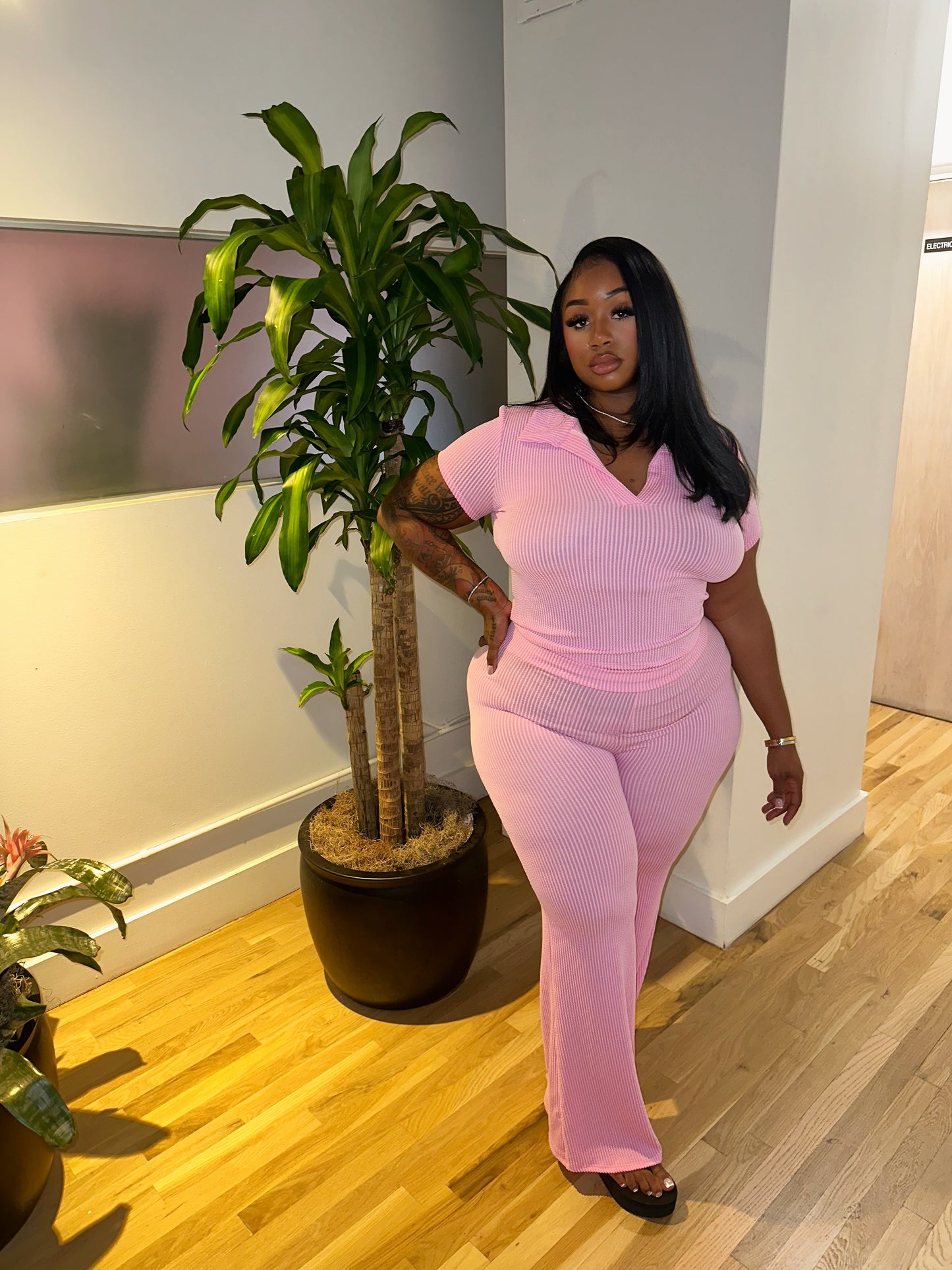 So Ribbed Set (Pink)